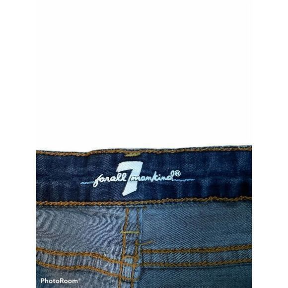 7 for all Mankind Blue Distressed Jean Shorts Size 12 5” Inseam - Picture 3 of 5